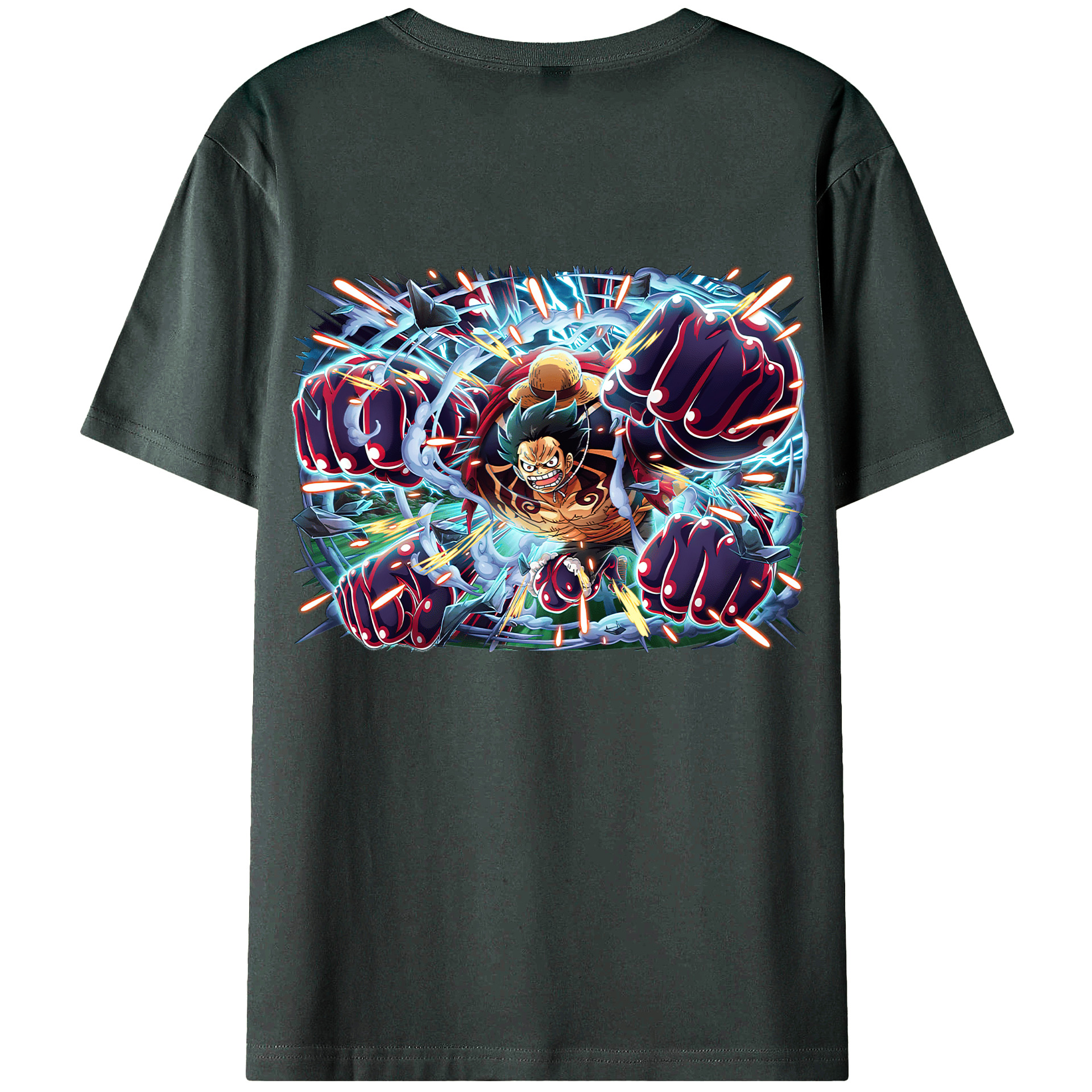ワンピース モンキー・D・ルフィ ONE PIECE Monkey D. Luffy 綿100％ メンズ半袖Tシャツ（バックプリント） 通気性